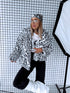 "CHRISTY FL209" faux fur jacket - black with white